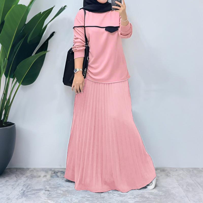 ZANZEA Women Long Sleeve Blouse and Long Skirts Casual Two Piece Suit Sets