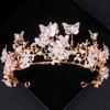Luxus Kristall Krone Halskette Ohrring Set Strass Schmetterling Braut Schmuckset Braut Hochzeit Haarschmuck Schmuck Krone