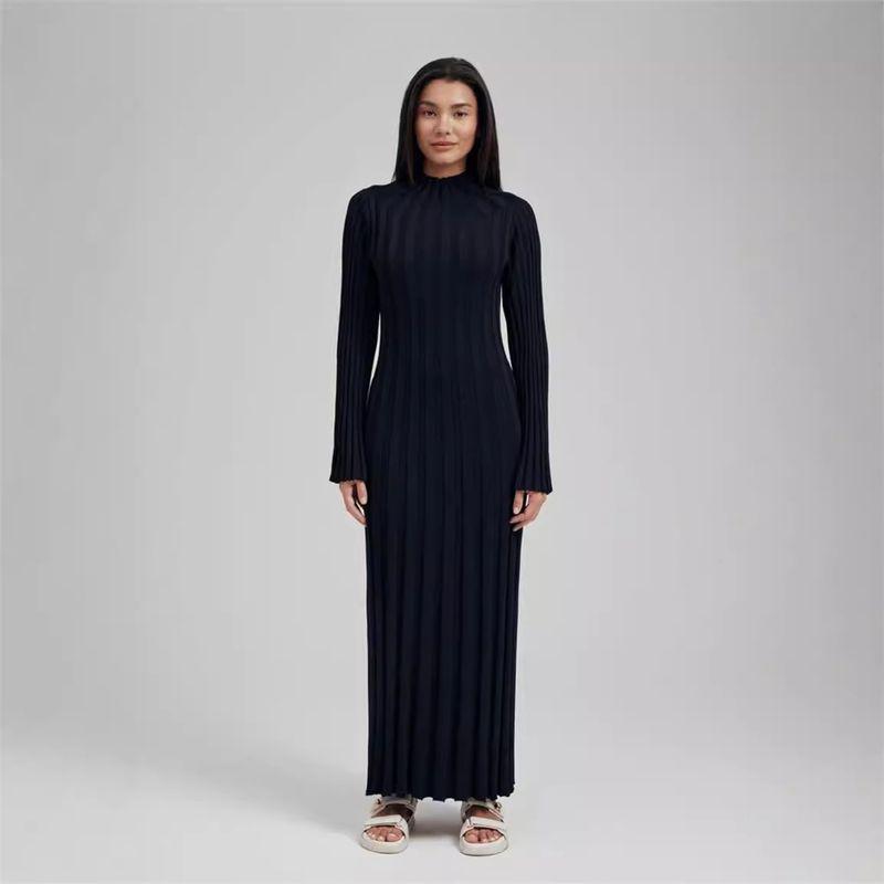Knitting Dress Knitted dress Casual Waist Hugging round Neck Big Pit Bar Turtleneck Slimming Knitted Long dress Women
