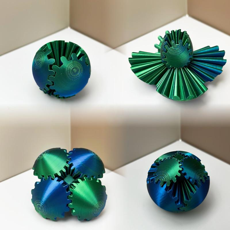 D Printed Colorful Creative Gear Ball Fidget Toy For Kids Rotating Stress Relief