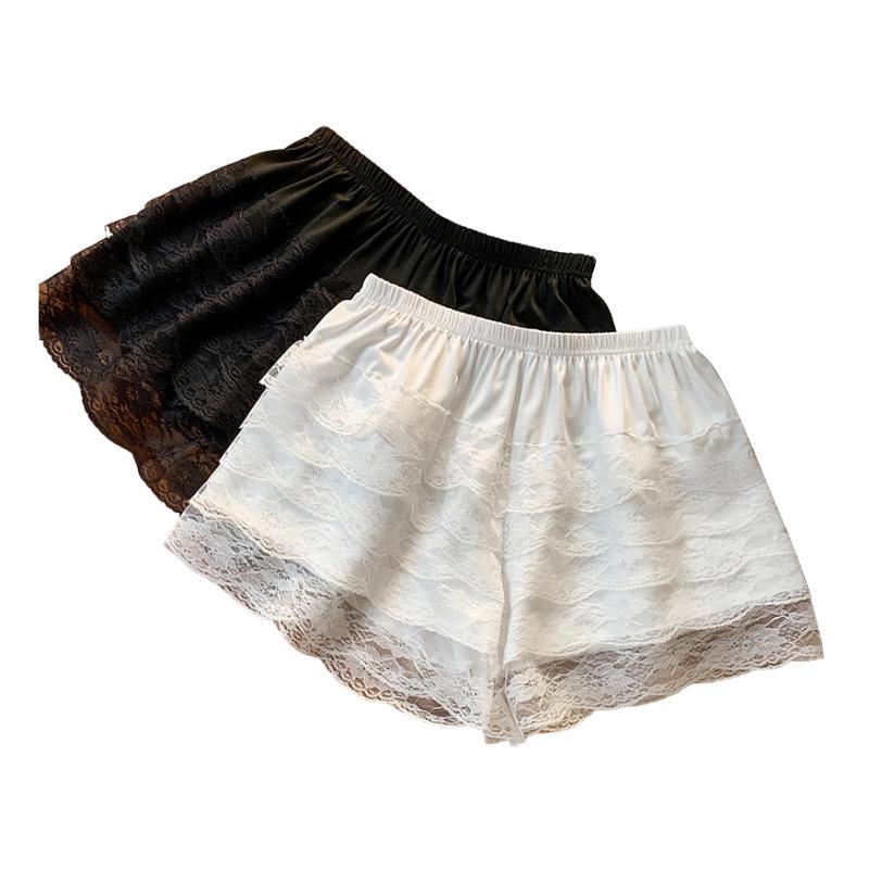 Women's Anti-Exposure Lace Drawstring Skirt Shorts with Non-Rolling Hem