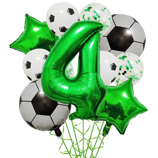 

1 комплект, шарики из гелиевой фольги, футбольные шары, украшения для дня рождения, для мальчиков, 32 дюйма, зеленый мяч с цифрами, футбольные спортивные товары Other