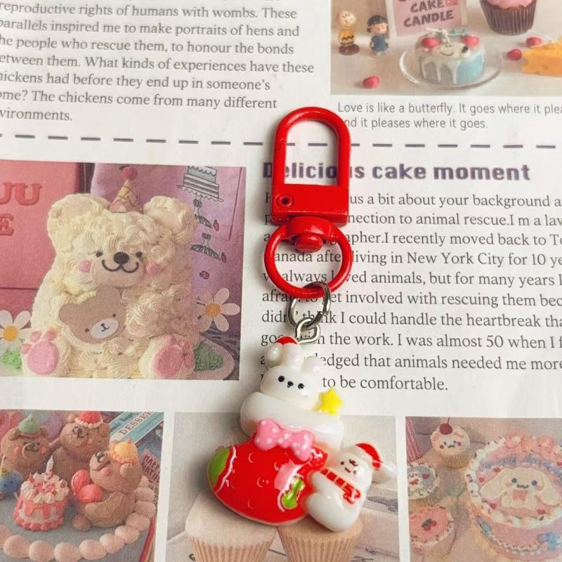 1/6Pcs Cartoon Santa Claus Series Pendant Keychain Cute Student Backpack Pendant Accessory Christmas Party Small Gifts