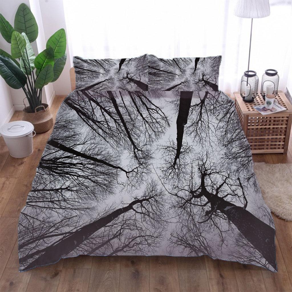 King Duvet Cover Set 3D Botanical Grove Print Bedding Set For Kids Teens Adults,Quilt Cover With Zipper And Pillowcase