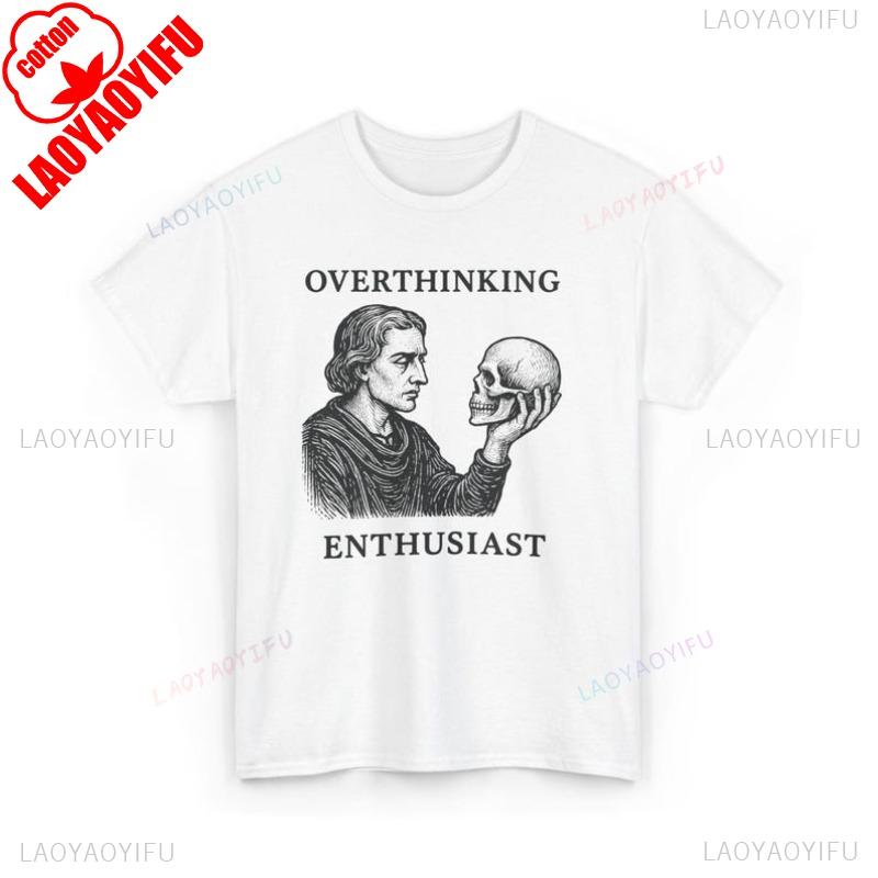Overthinking Skull Shirt Funny Gothic Vintage Tee Dark Academia Humor Top Literary Aesthetic Gift for Thinkers  Book Lovers