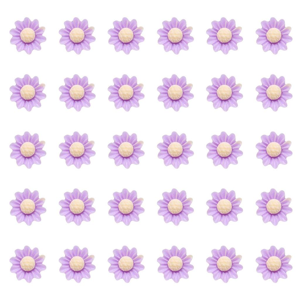 CoCud Mini Resin Flowers, 0.22" Diameter, Purple, for Miniature Dollhouse Decorations (Uses: Nail Art, Fairy Garden, Dollhouse DIY Crafts,