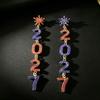 Sparkling 2027 Number Rhinestone Earrings for Women New Year Party Dangle Drop Earrings Fashion Jewelry Gift