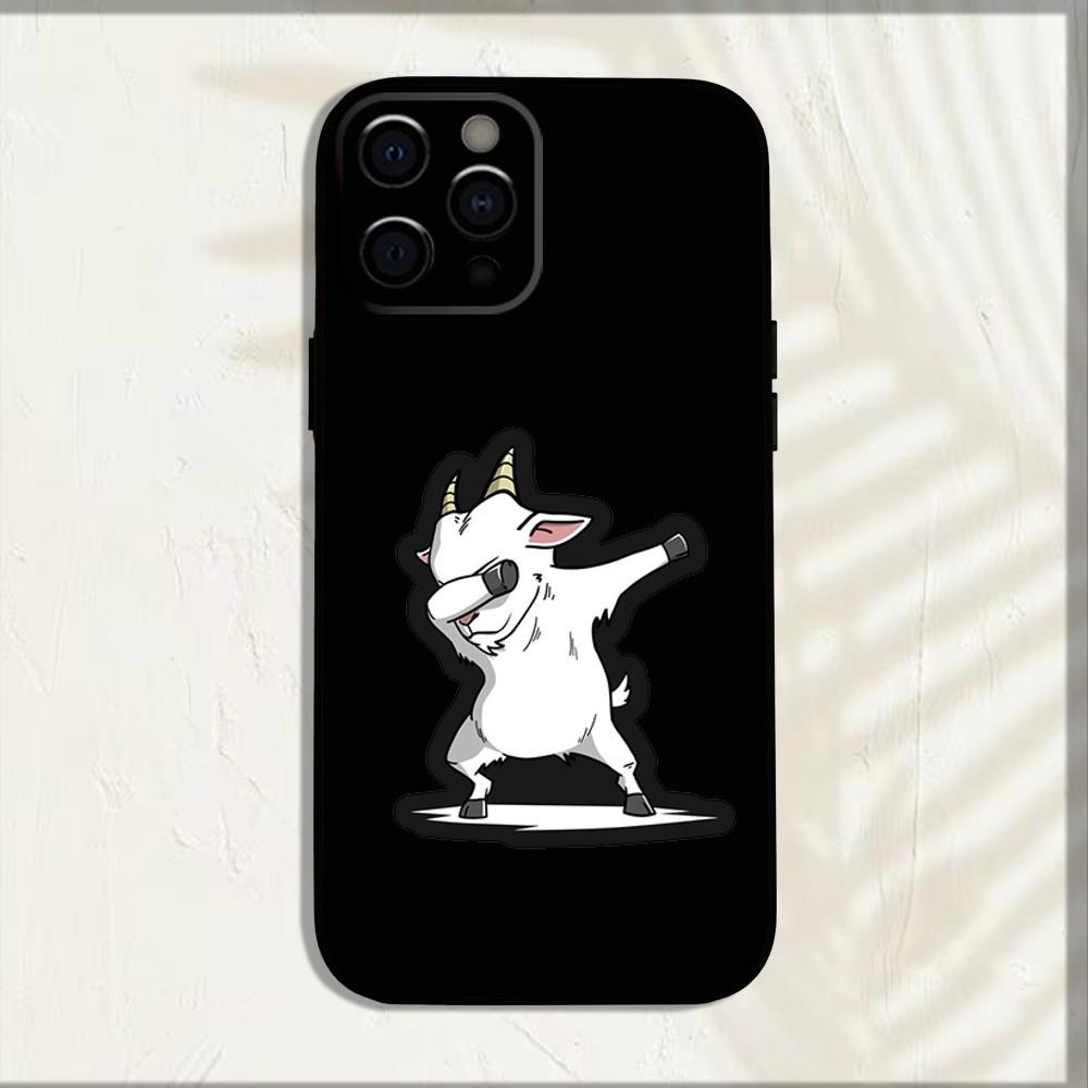 Cartoon Cute Goat Phone Case For iPhone 16,15,14,13,12,11,Pro,X,XS,Max,XR,Plus,Mini Soft Black Cover