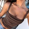 European & American Slim Fit Pleated Square Neck Camisole - New Summer Style for Women