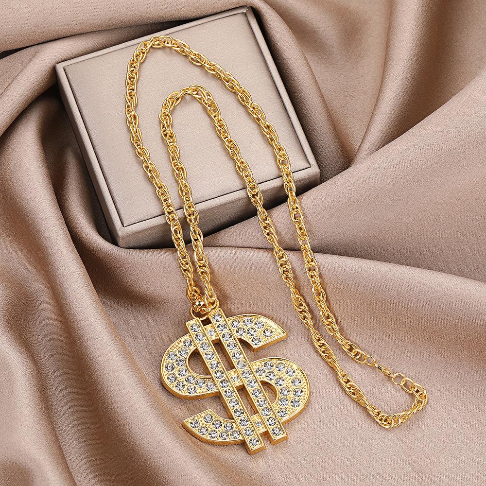 

European and American hip hop exaggerated necklace big gold chain plastic simulation local tyrant gold performance festival performance props золотий