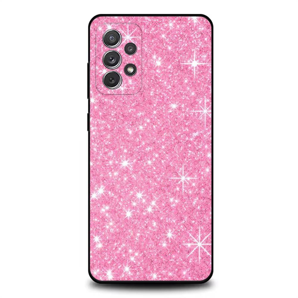 FHNBLJ Gold Pink Glitter Phone Case For Samsung S25,S24,S21,S22,S23,S30,Ultra,S20,Plus,Fe,Lite,Note,10,9,5G Black Cover