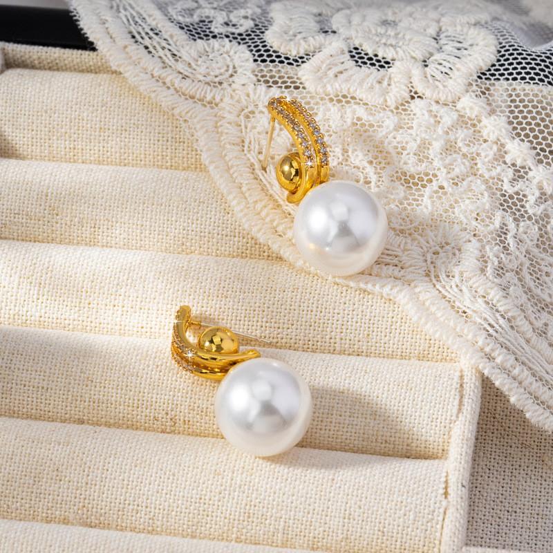 Elegant Multi-Wear Pearl Earrings Women Vintage French Chic Minimalist Studs With White Or Pink Imitation Pearls