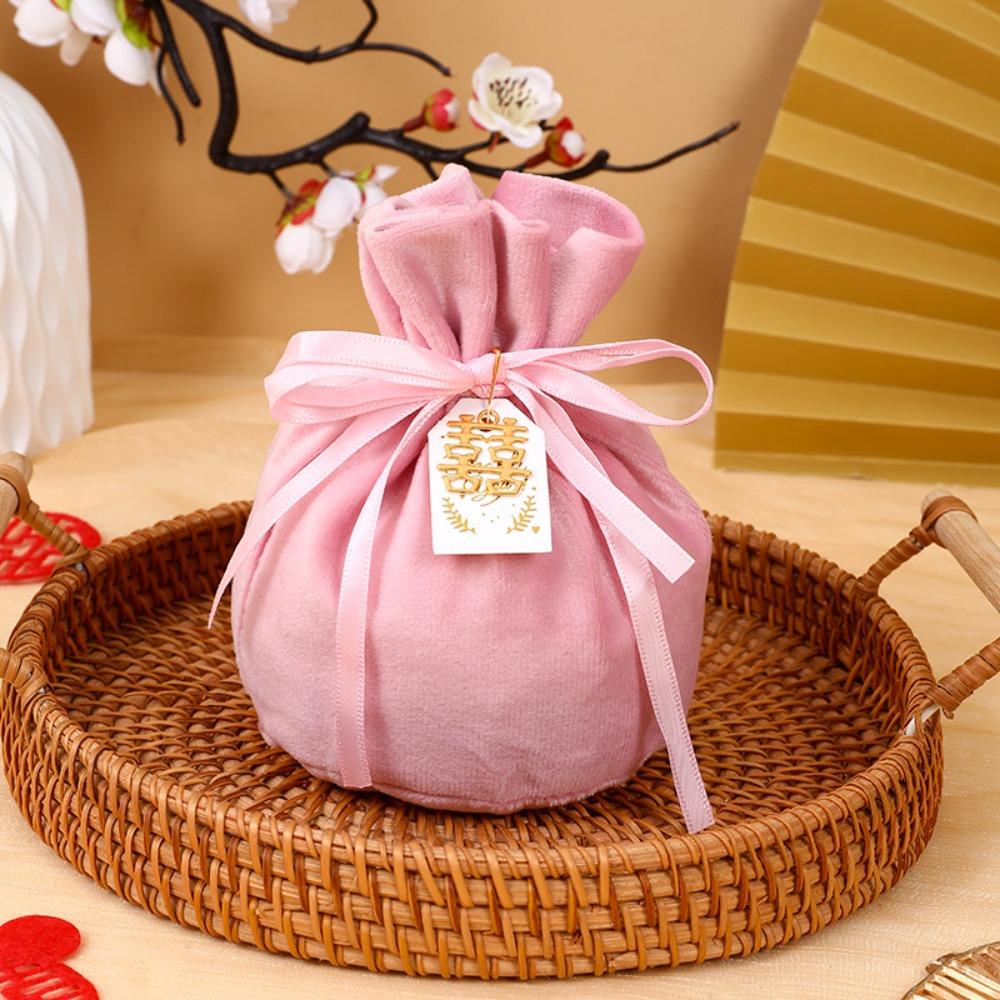Traditional Drawstring Candy Bag Chinese Wedding Gift Bag Creative Flannel Gift Bag Party
