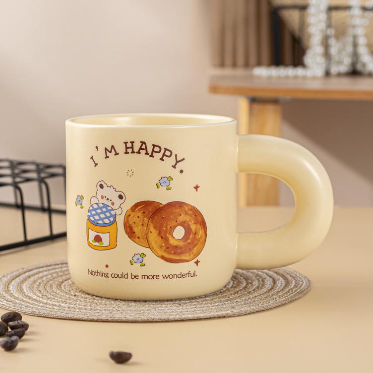 

High Value Ceramic Cup Bear Mug Household Couple Water Cup Cute Gift Souvenir Gift Coffee Cup 301-400ml