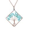 Hand-Wrapped Square Tree Of Life Necklace Natural Irregular Gravel Crystal Necklace N09