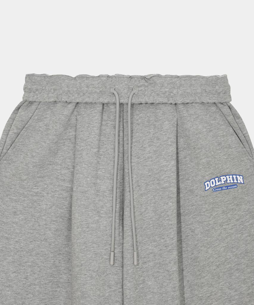 [Set] Dolphin Silicone Print Hoodie & One-Pleat Pants Melange Grey