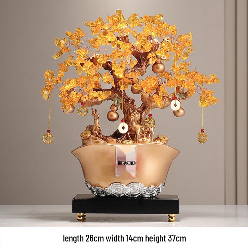 Fortune Cat Money Tree Figurine - Office, Shop, Reception & Housewarming Decoration