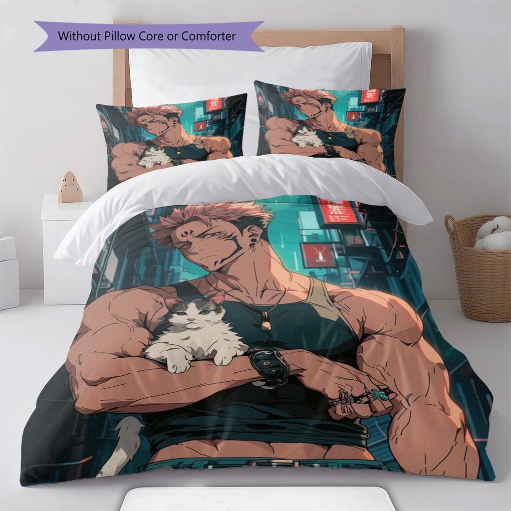 Jujutsu Kaisen Anime Bed Set Duvet Cover Polyester Comforter Cover Pillowcase Twin Full Queen Zipper -QJY