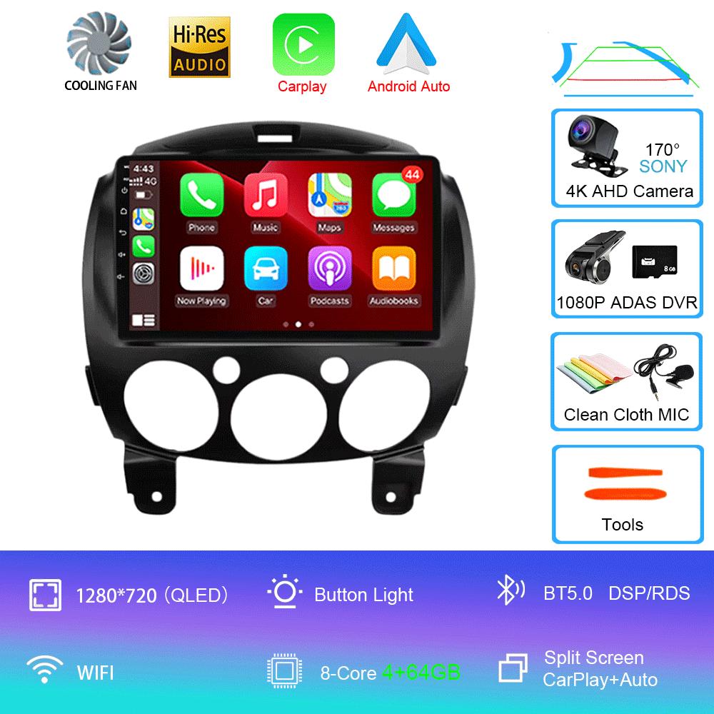 Android 14 For MAZDA 2 Mazda2 2007 2008 2009 2010 - 2014 Car Radio Stereo Player Support Tablet WiFi GPS Navigation 360 Camera