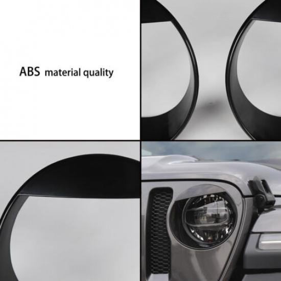 2018- Jeep Wrangler JL Sport Front Headlight Cover Ert Eye Bezels | Black | Self-Adhesive | 1 Year Manufacturer Warranty
