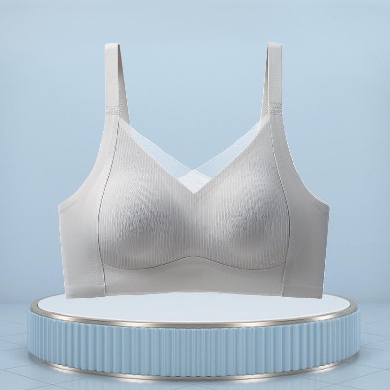 Women's Wire-Free Full Cup Support Bra with Anti-Sagging and Chest Gathering Pads