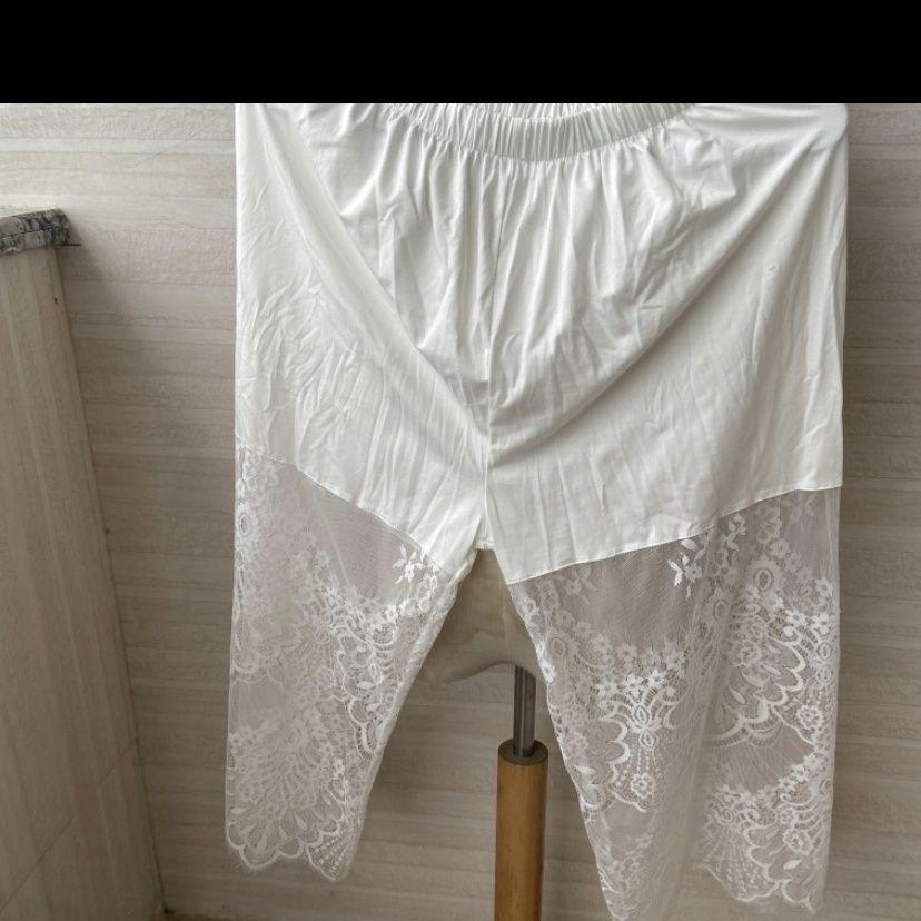 Leggings Hanfu Corti 7/10 da Donna in Pizzo e Pile - Strato Interno Caldo Stagionale Anti-esposizione