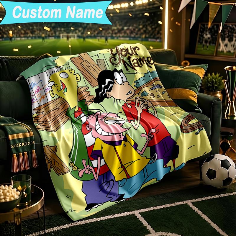 1PC Custom Name Blanket Edd Eddy Adventure Flannel Blankets Patterns Throw Blanket All-Season Soft Gift for Couch, Bed, Camping, Birthday Gifts