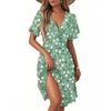 Women's Casual Fashion Dress Vintage Floral Floral Short Sleeve V-neck Dress