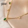 Micro Setting Necklace Faux Crystal Chain for Women Green Cubic