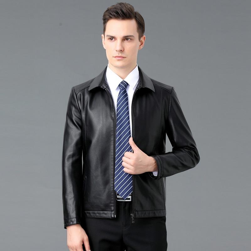 Spring and Autumn Genuine Leather Jackets for Men  Sheepskin Lapels  Middle-aged Men's Casual Leather Jackets