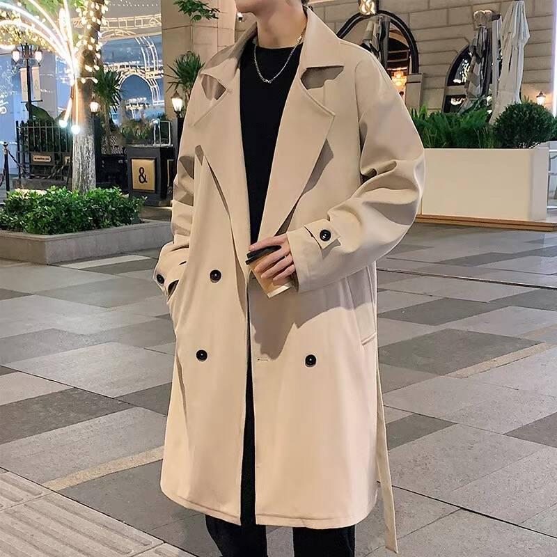 

2025 Men s American & British Style Mid-Length Trench Coat with Lapel for Spring & Autumn. L хакі