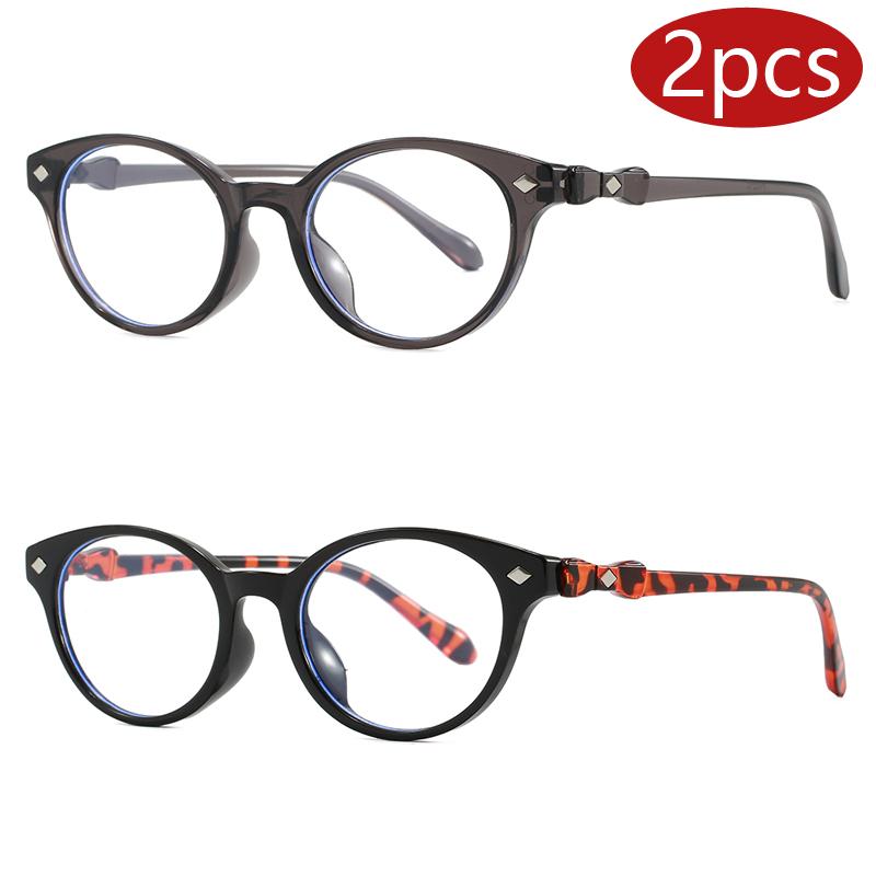 

Cycling 2pcs New Oval Anti Blue Light Women Glasses Frame Simple Style Ray Filter Eyewear Bow Tie Decoration Eyeglasses