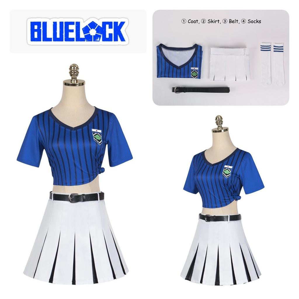 Lock Teieri Blue Anri Cosplay Costume Cheerleading Skirt Dress Uniform Party