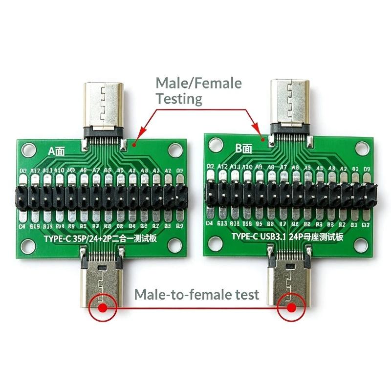 1Pcs Type C 24P 2.54Mm Connector Socket Type-C Male To Female Usb 3.1 Test Pcb Board Adapter For Data Line Wire Cable Transfer
