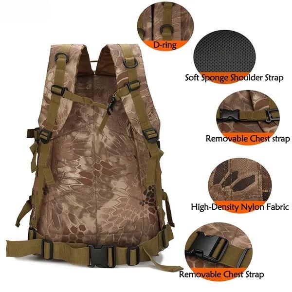 Unisex Outdoor Military Rucksacks Tactical Backpack Army Molle Waterproof Bags Sports Travel Camping Trekking Hiking Fishing Camouflage 3D Bags