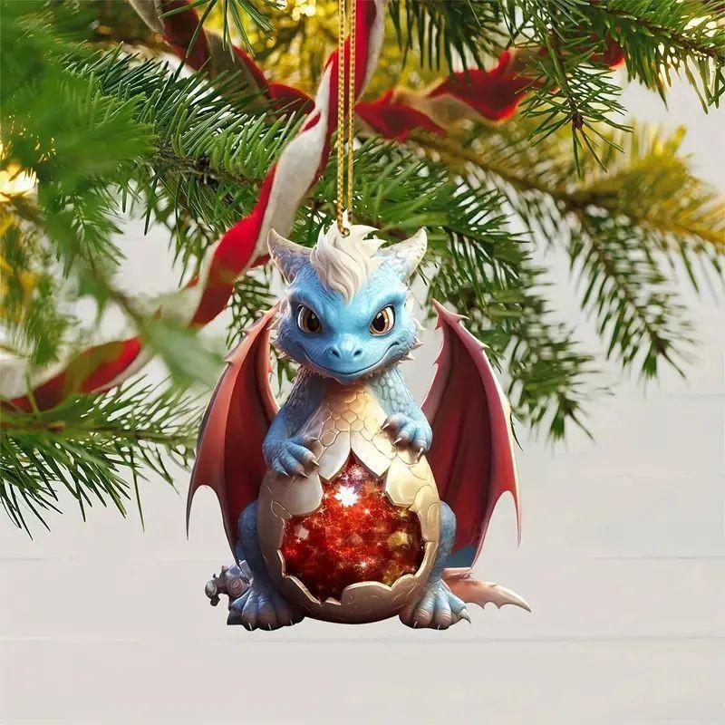 

Dragon Playful Acrylic Egg Hanging Ornament For Colorful Car Decor Interior 1