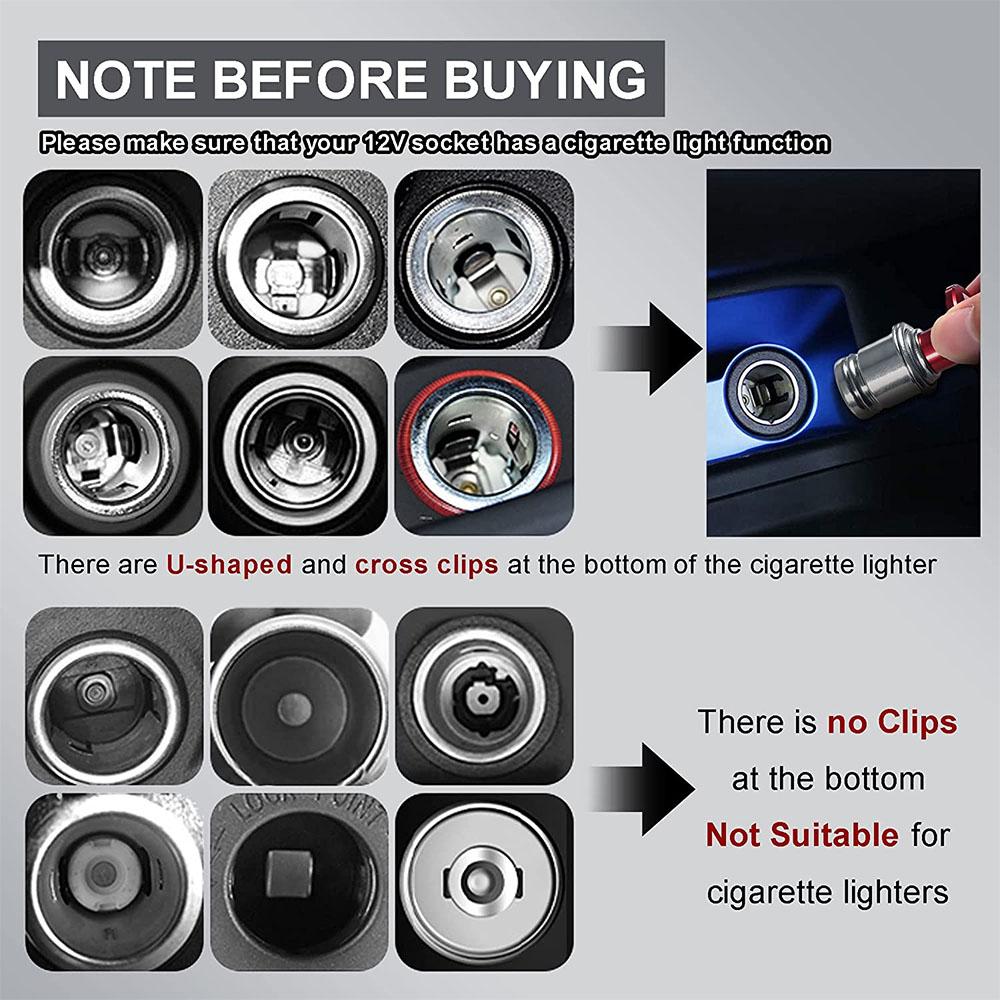 No Smoking Button Car Cigarette Lighter Anodized Aluminum+Iron 12 Volt Car Cigarette Lighter Replacement Fits Most Vehicles
