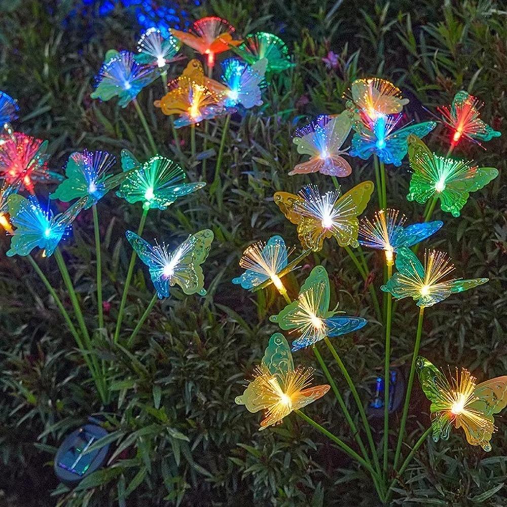 Outdoor Garden Decor LED Solar Butterfly Lamp Butterfly Fiber Optic Light For Garden Ambiance 8 Heads разноцветные