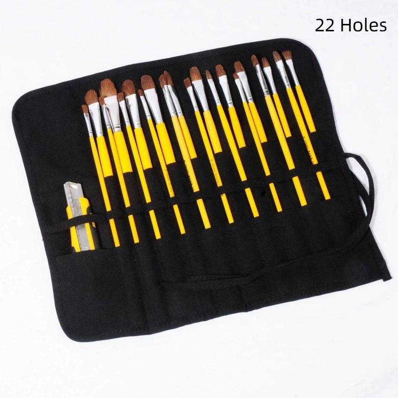 16/22 Slots Roll Up Painting Brushes Canvas Storage Bag Watercolour Calligraphy Brushes Storage Bag Pen Bag