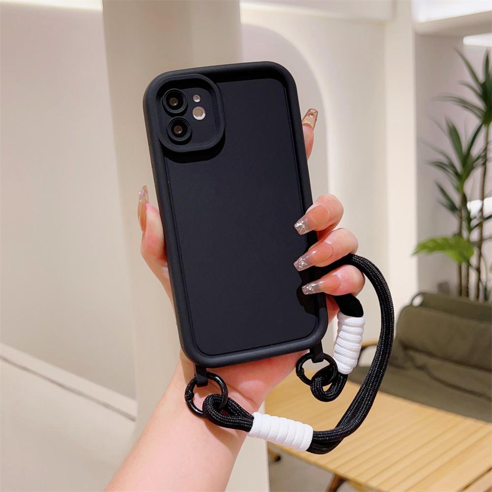 Wrist Strap Soft Phone Case for IPhone 16 15 14 Plus 13 12 11 Pro Max XS X XR Wristband Shockproof Protective Cover