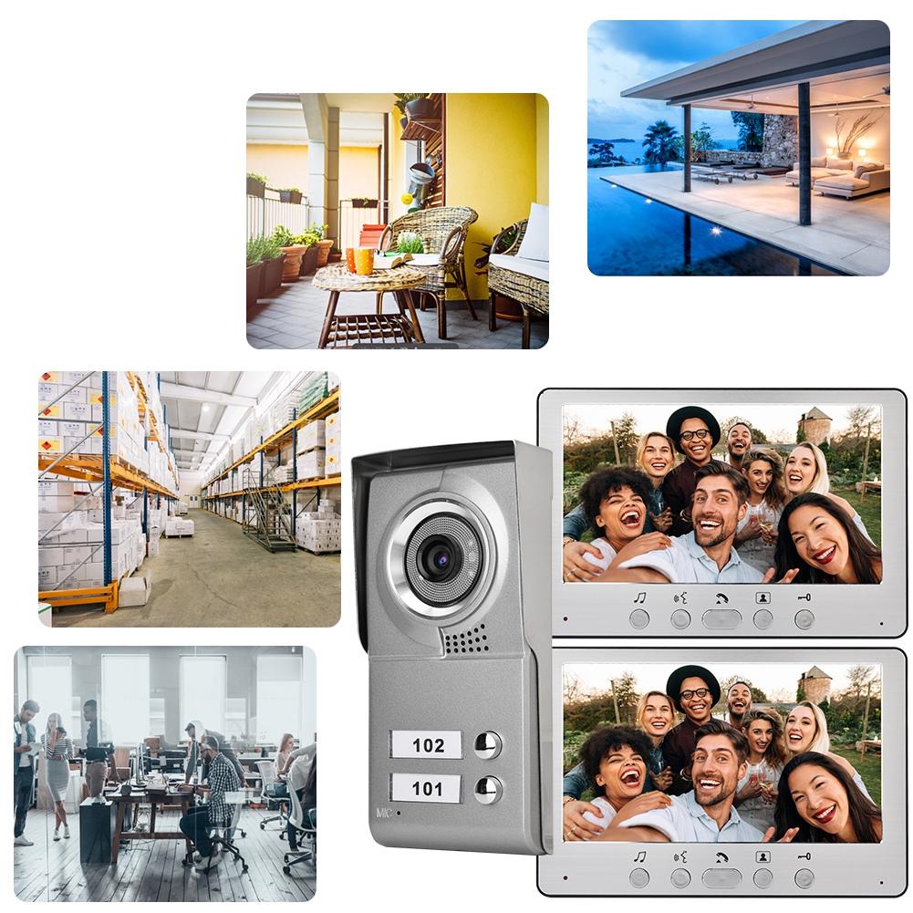 7inch Apartment 2 Units Wired Video Door Phone Visual Entry Intercom System110