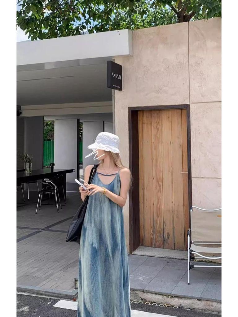 French Tie-Dye Casual Summer Camisole Dress