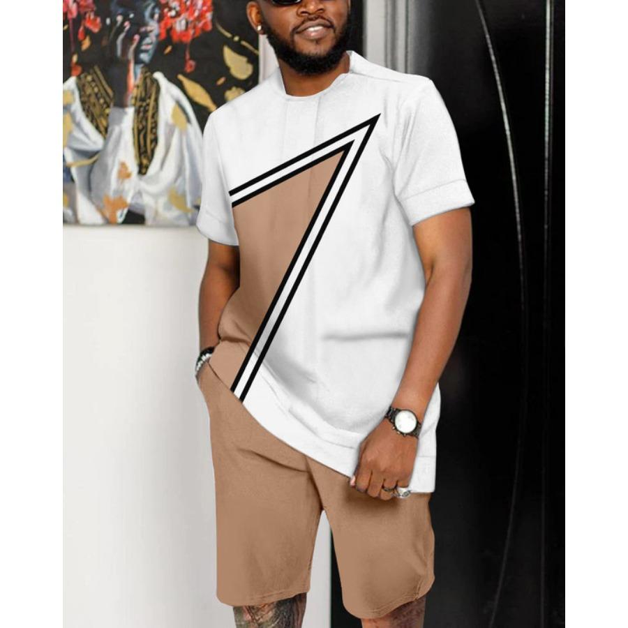 Letní pánský set Módní 2dílný set Pánské tričko Šortky Kalhoty Oblek Ležérní krátká tepláková souprava Nadměrné Vintage Pánské oblečení