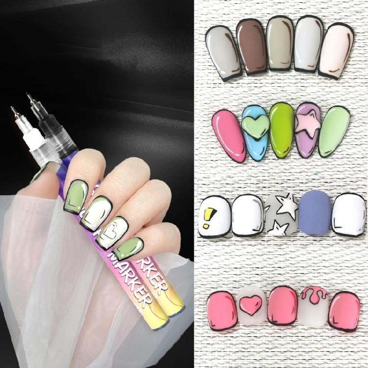 12Pack Salon Nail Brushes Pen PP Material Anti Fade Inks for Detailed Floral Nail Patterns