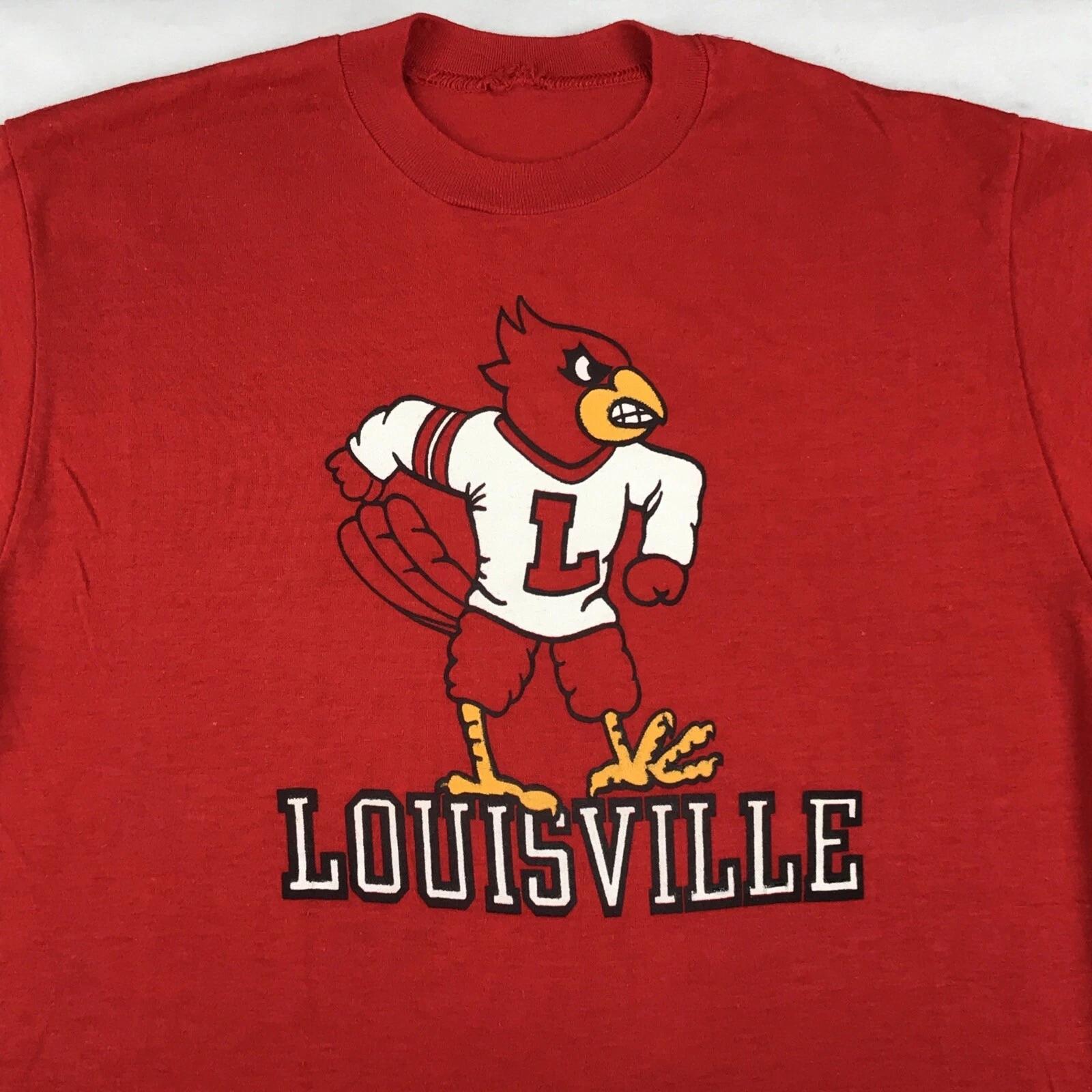 vintage 80s LOUISVILLE CARDINALS FOOTBALL T-Shirt MEDIUM single stitch XL