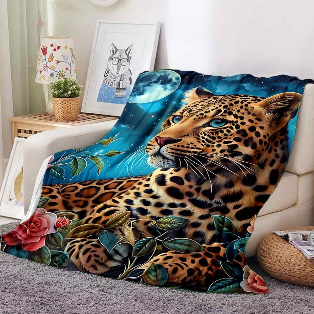 1PC Leopard Print Blanket, Throw For Sofa, Bed, Travel, Camping, Livingroom, And Bed, Printing Blanket With Soft And Warm Fabric Yy250918127