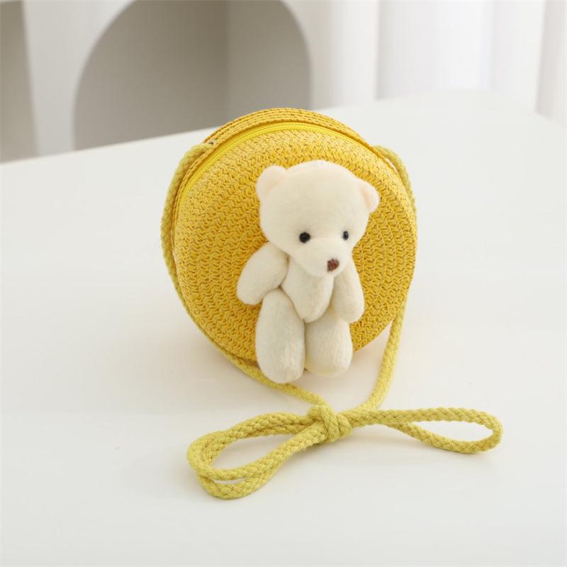 Children's Straw Woven Crossbody Bag - Small Girl's Phone and Coin Purse for Summer Outings and Seaside Trips