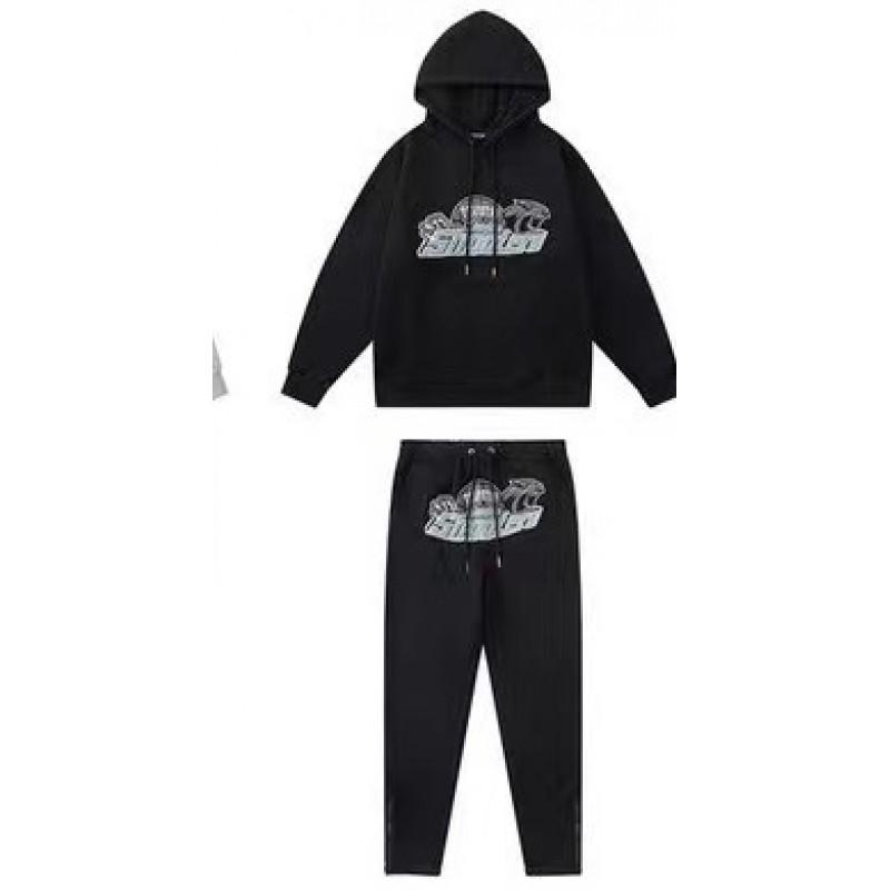 Streetwear Hooded Sweatshirt Set Loose Fit Embroidery Winter Casual Top Youth
