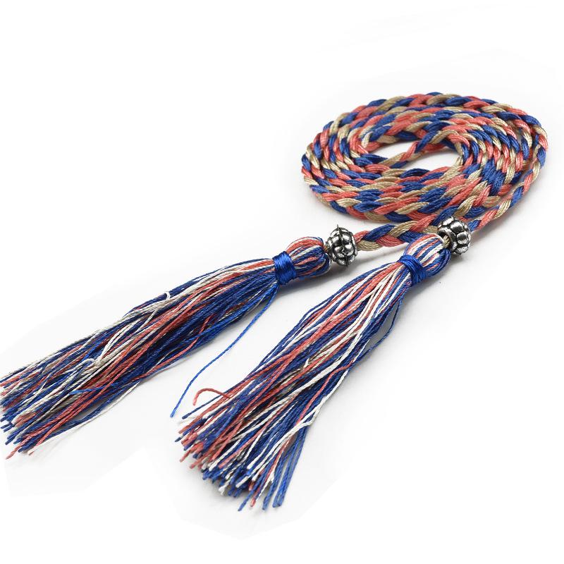 Damesleren riem in Koreaanse stijl met strik en kwastje tailleketting