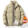 Down cotton-padded jacket Men's stand-up collar thickened jacket Winter trendy brand loose cotton-padded jacket Cold-proof and warm bread clothing